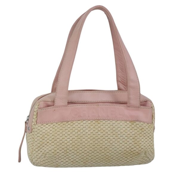 CHANEL Hand Bag Canvas Leather Pink Silver CC Auth - Picture 1 of 16